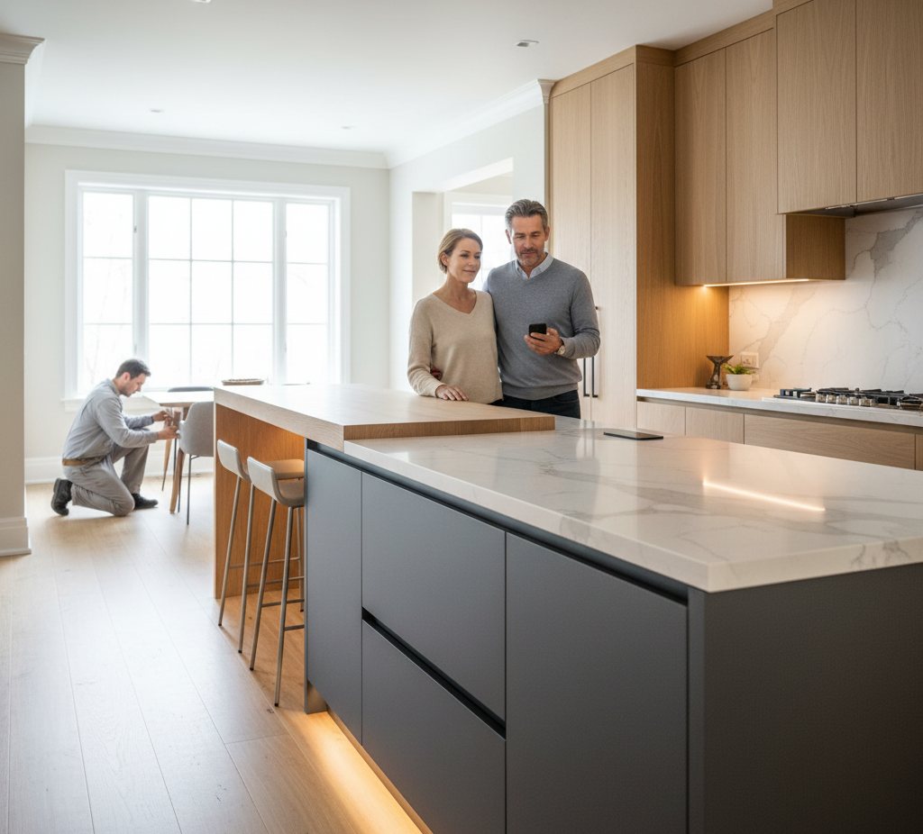 Custom cabinetry installation in a modern kitchen