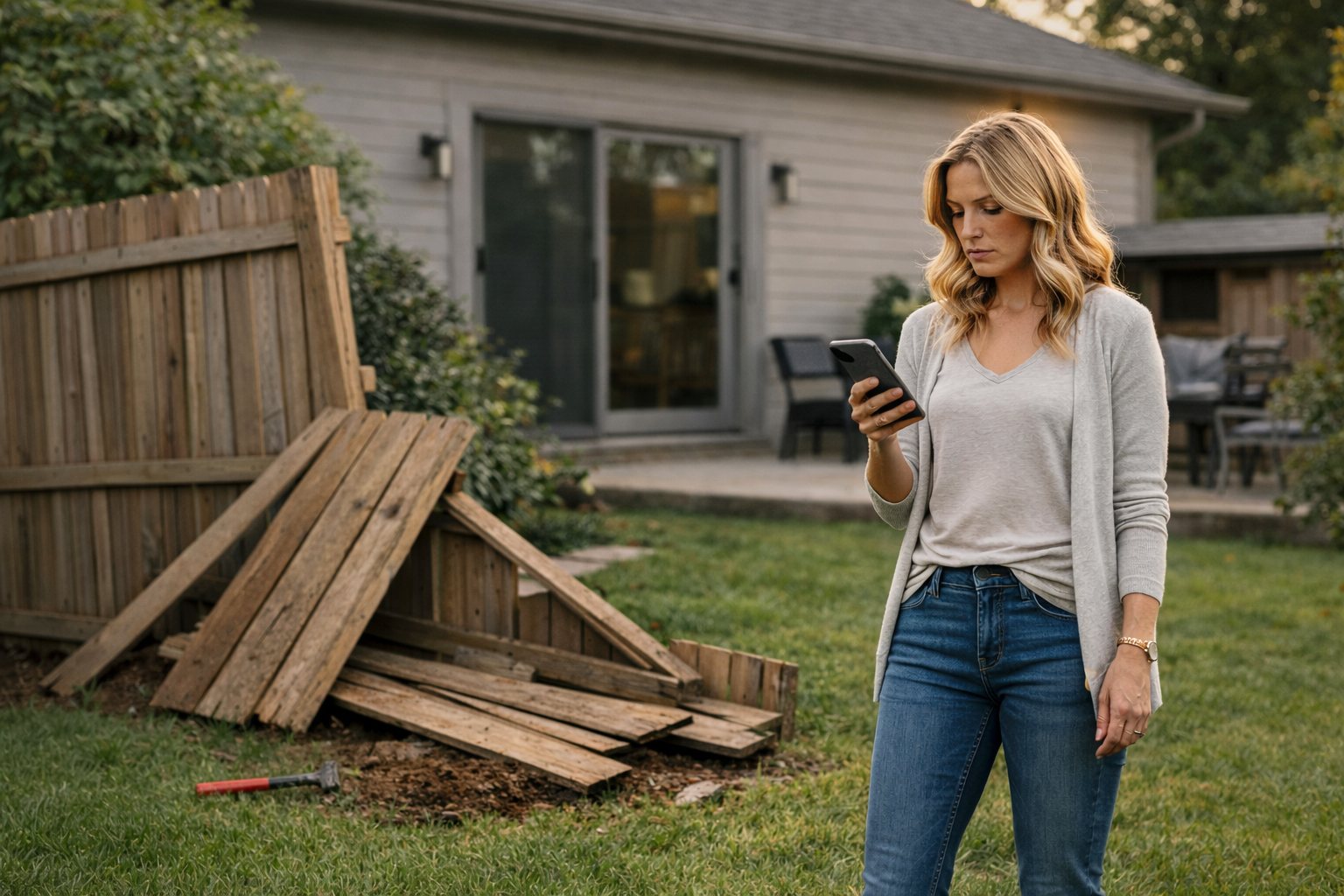 Homeowner discussing a small repair with a handyman